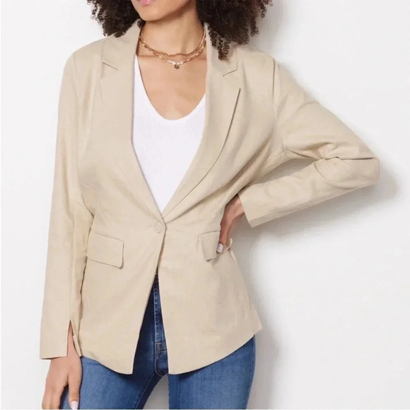Evereve cream linen blend blazer - Picture 1 of 11